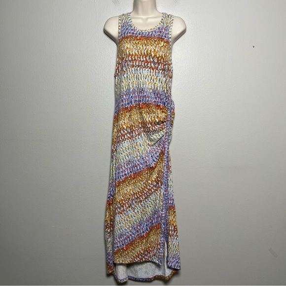 Anthropologie Daily Practice Women Dress Medium Colorful Maxi Ruched Motif - Picture 11 of 14